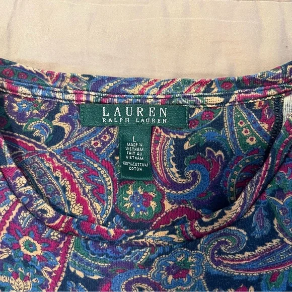 Lauren Ralph Lauren Colorful Paisley Long Sleeve Shirt - Picture 3 of 3